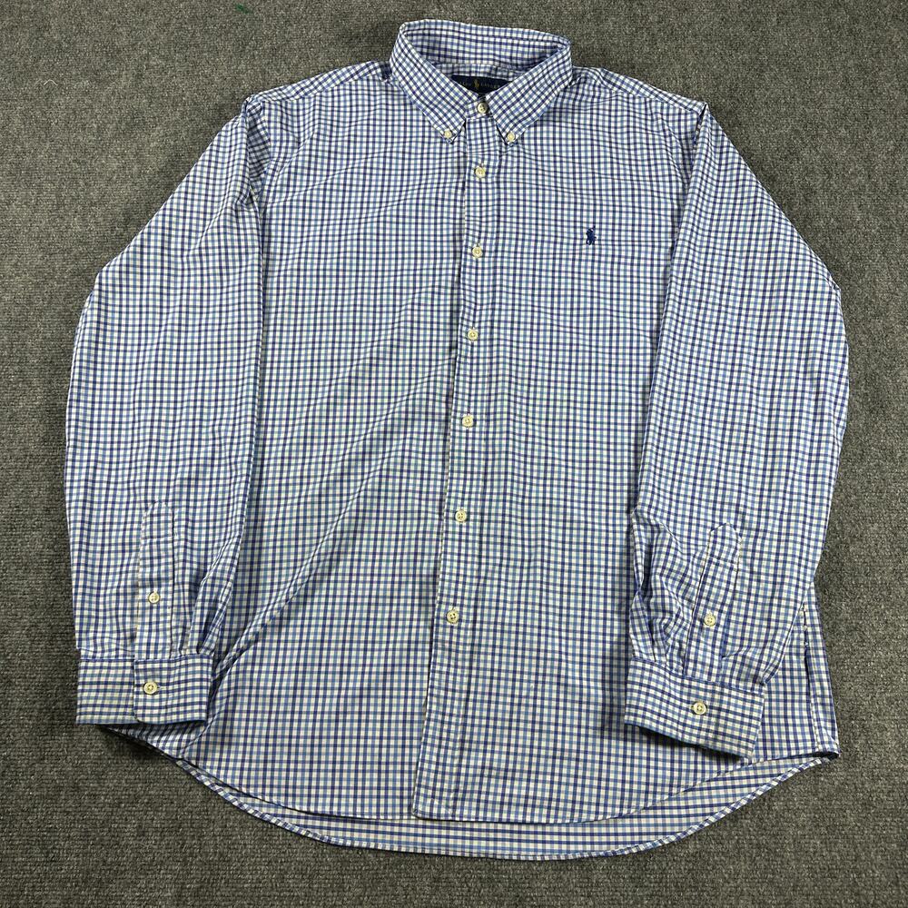 Polo Ralph Lauren Shirt Mens XXL Classic Fit Performance Blue White Check